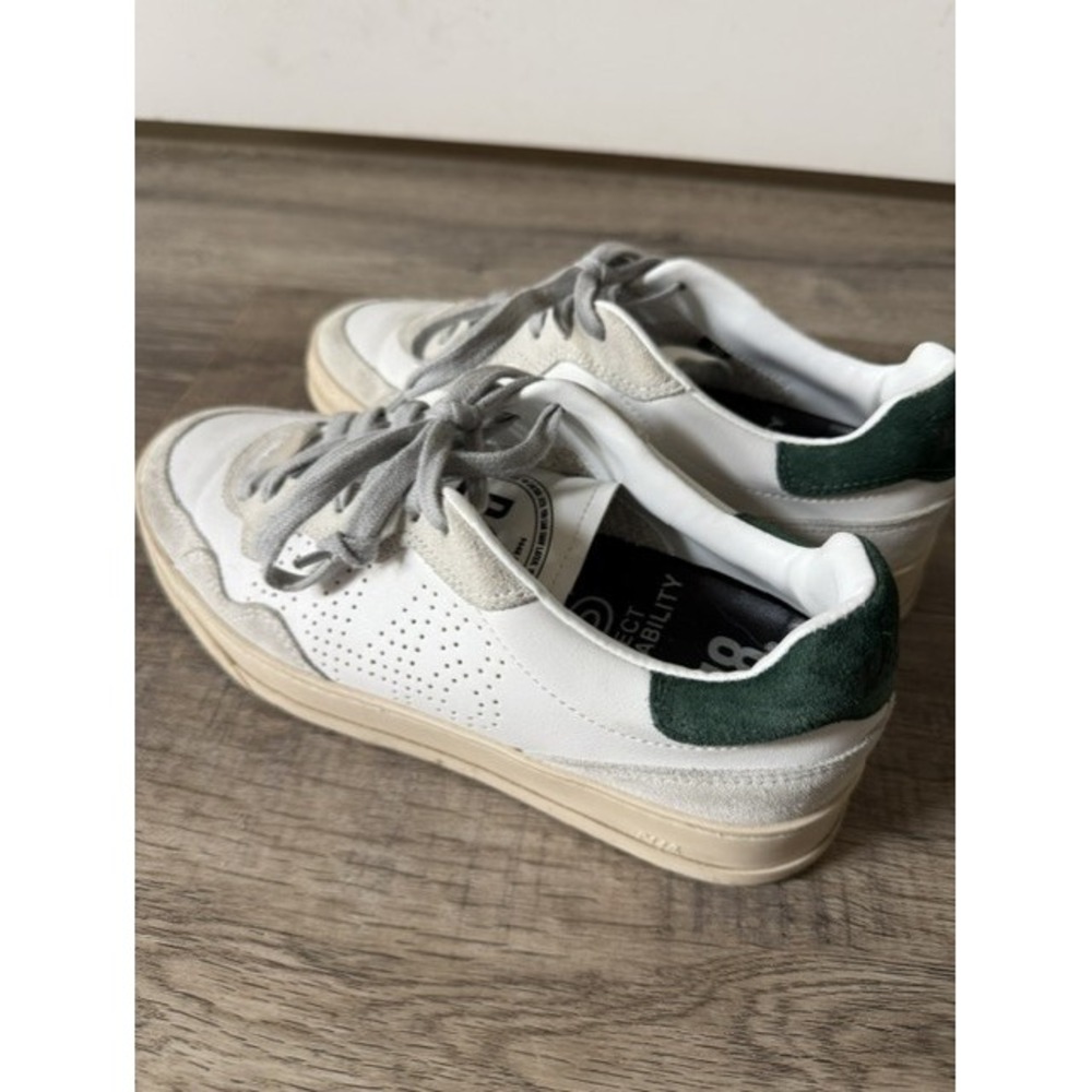 P448 Bali Platform White Green Suede Italian Sneakers Womens 38